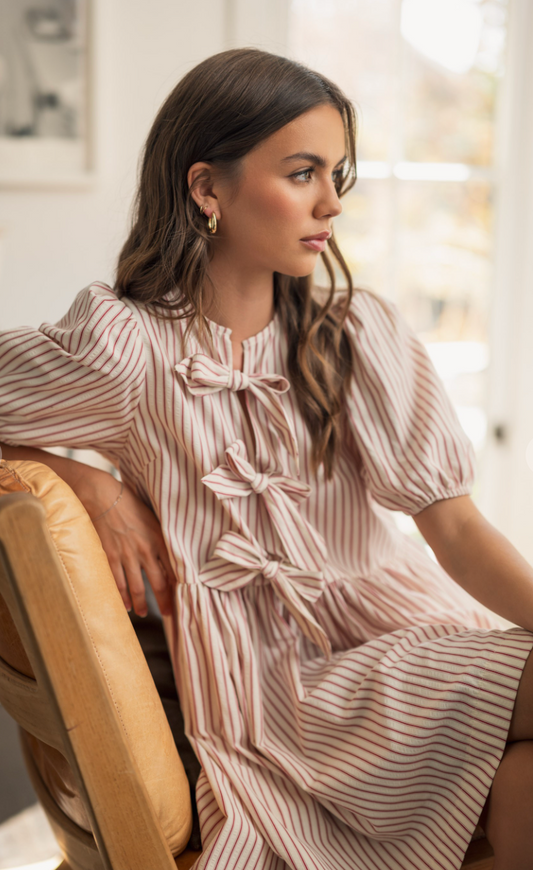 Meghan Stripe Bow Tie Dress