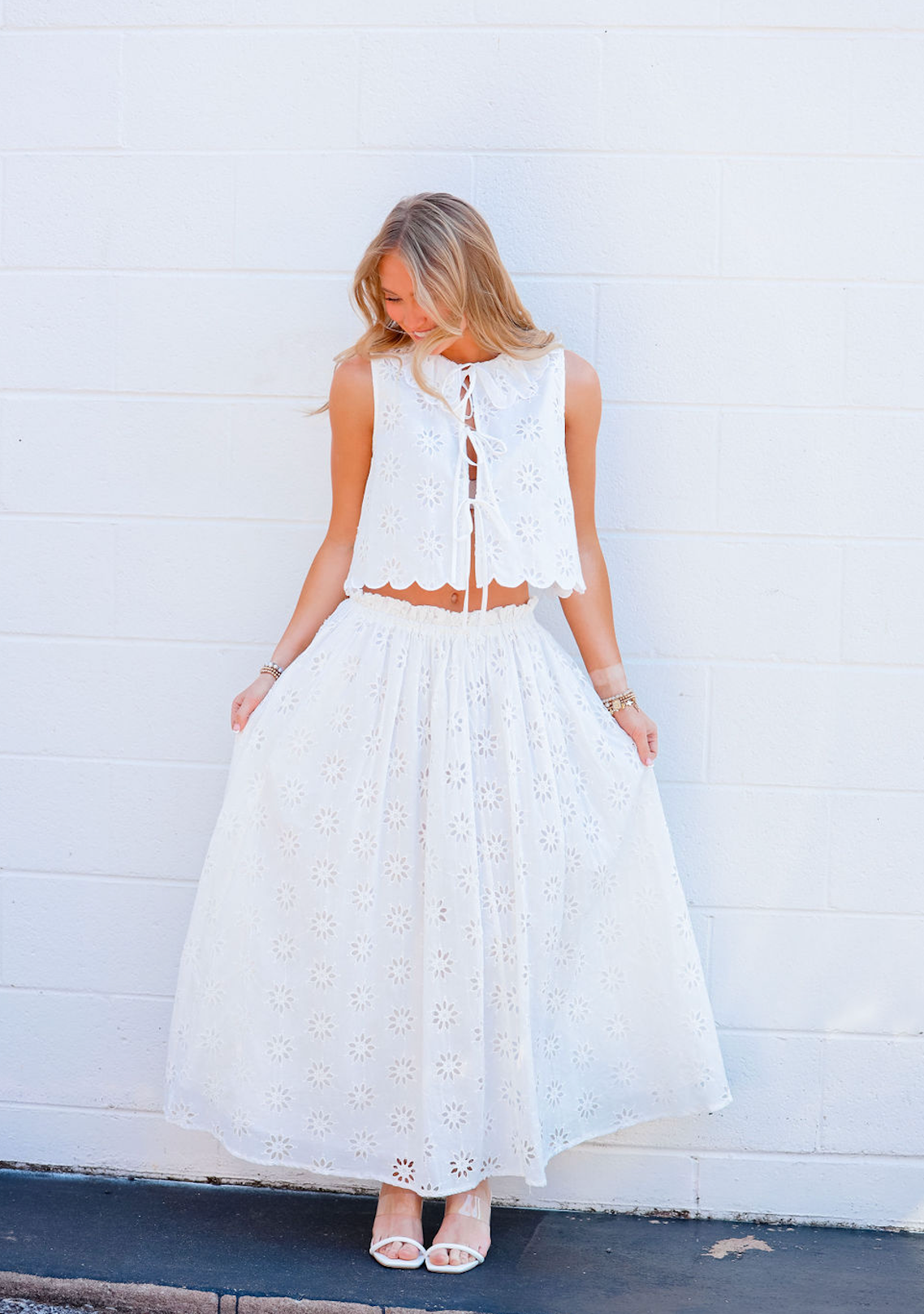 Millie Eyelet Midi Skirt