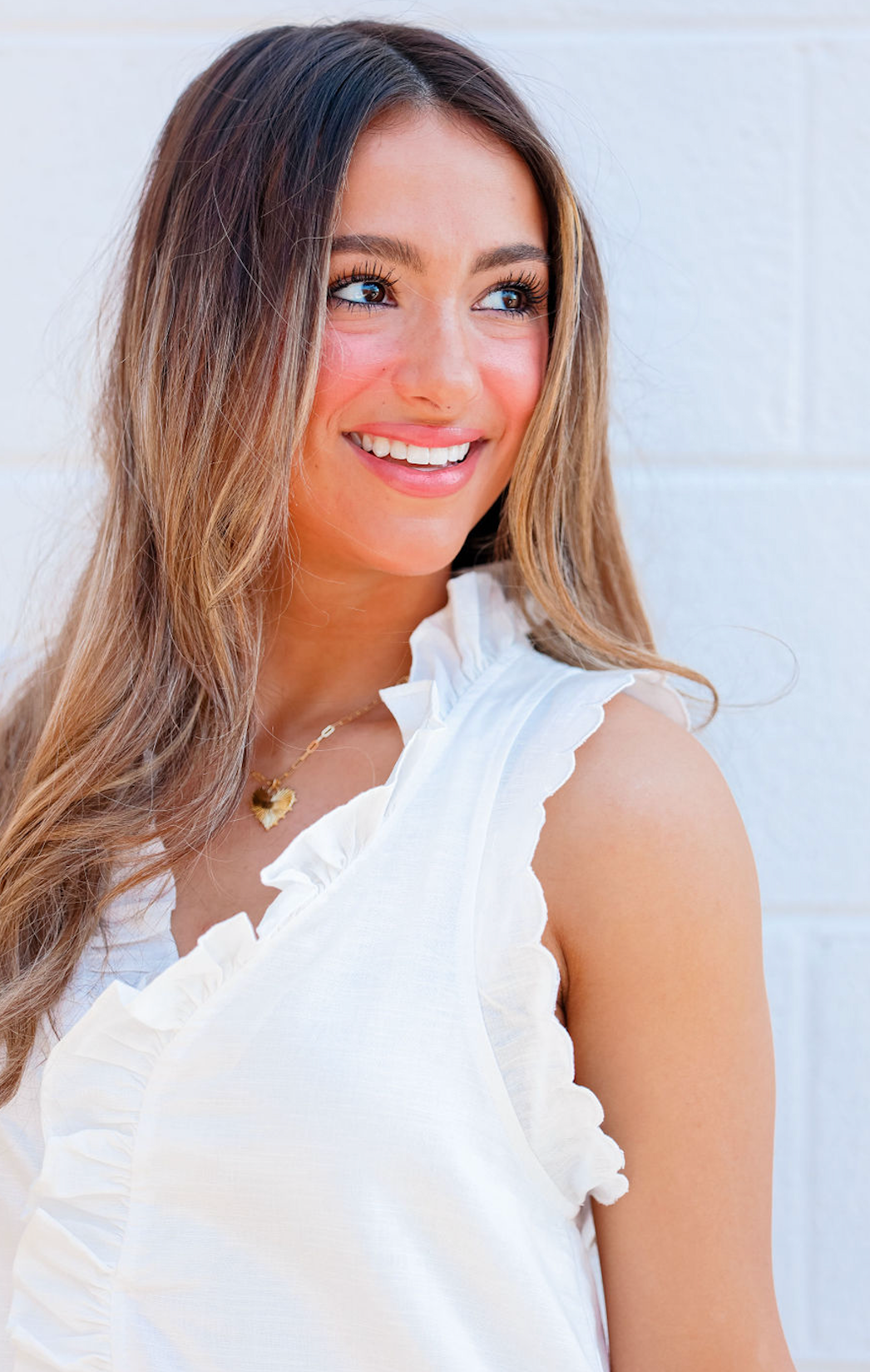 Kylie Ruffled Linen Dress White