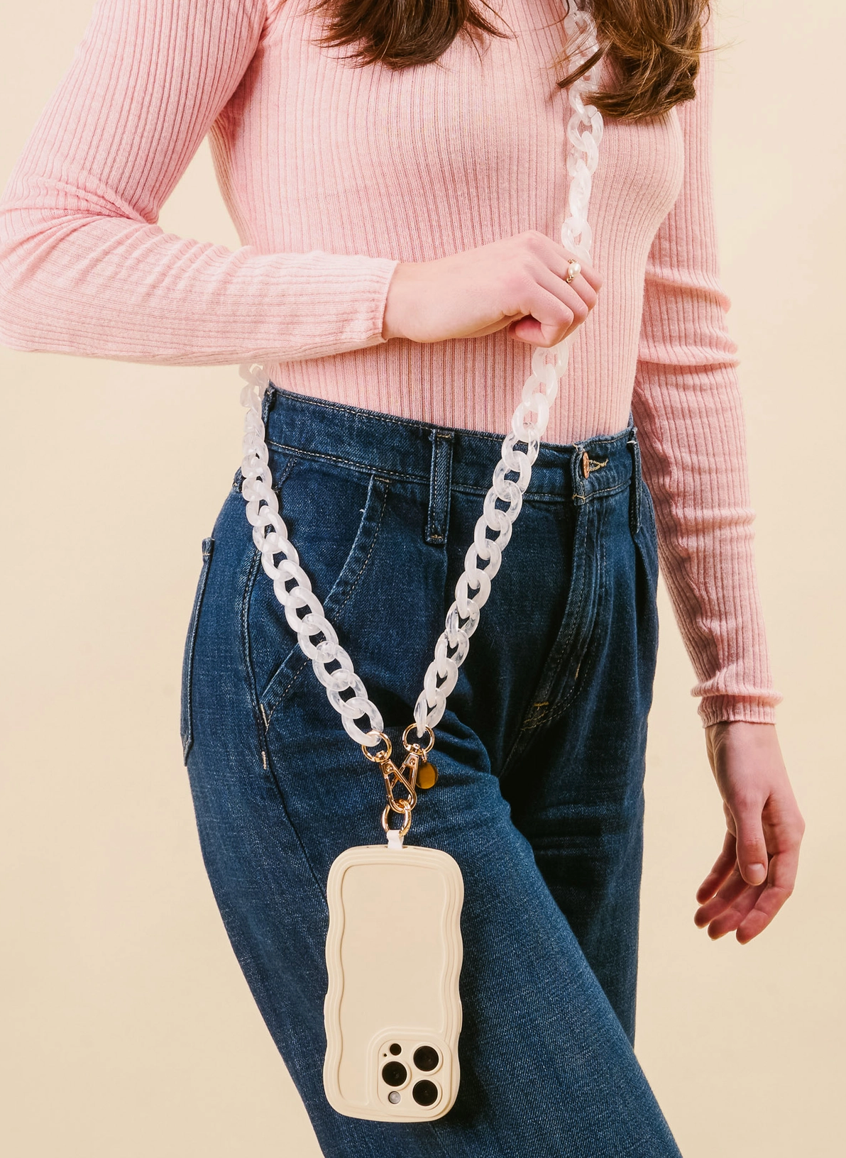 Phone Crossbody Chain - White
