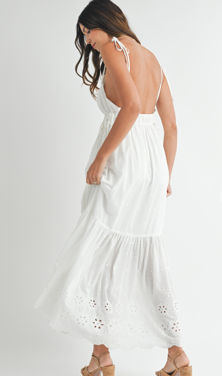 Eden Eyelet Maxi Dress White