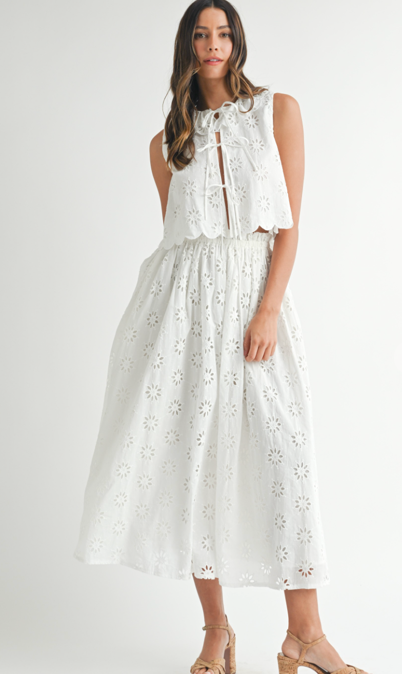 Millie Eyelet Midi Skirt