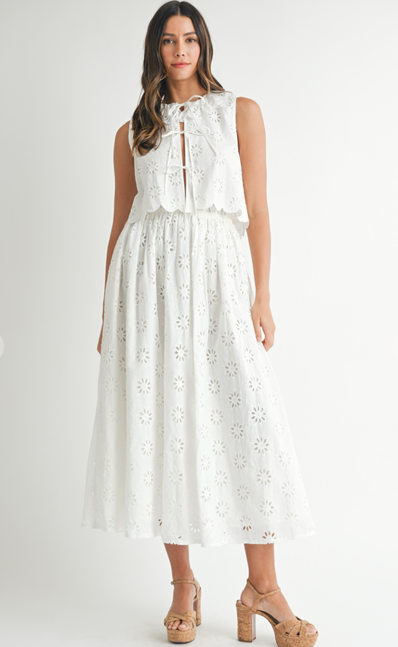Millie Eyelet Midi Skirt