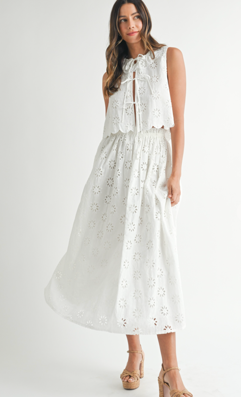 Millie Eyelet Midi Skirt
