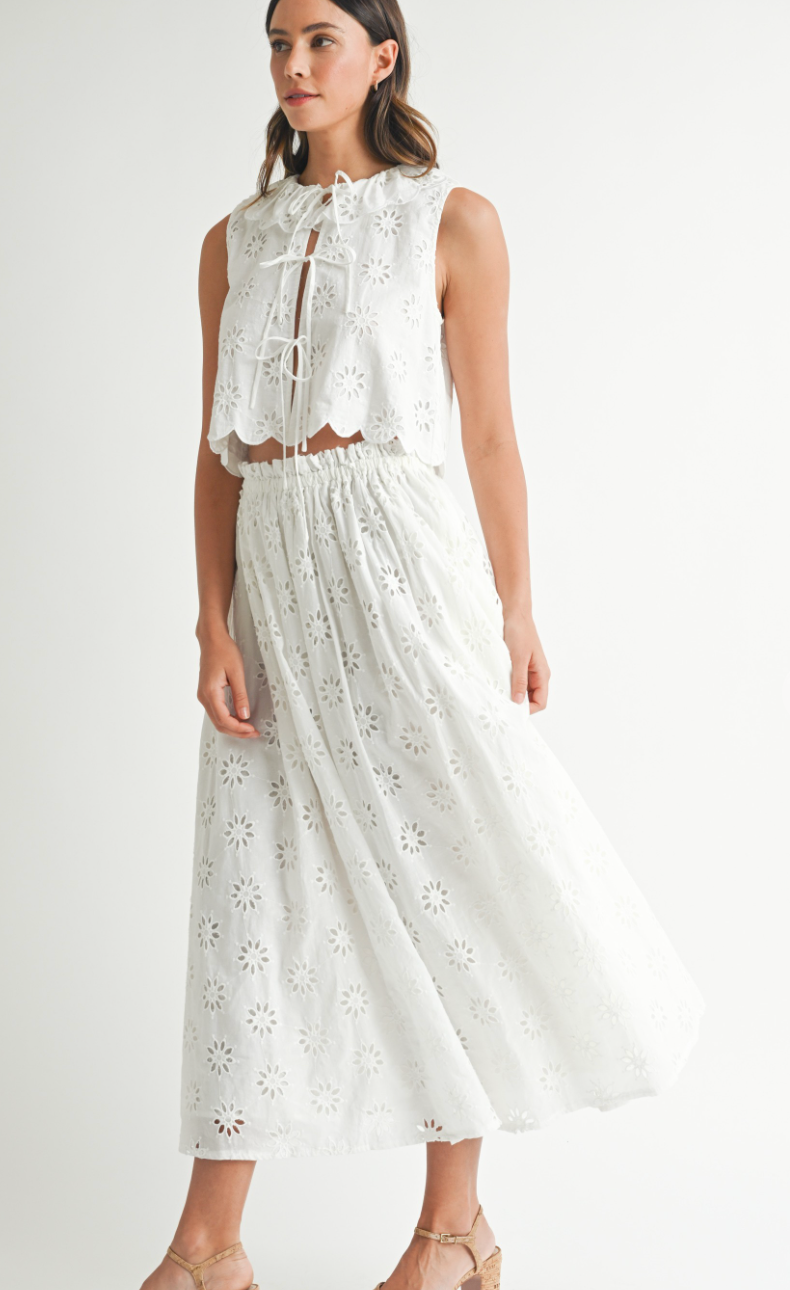 Millie Eyelet Midi Skirt
