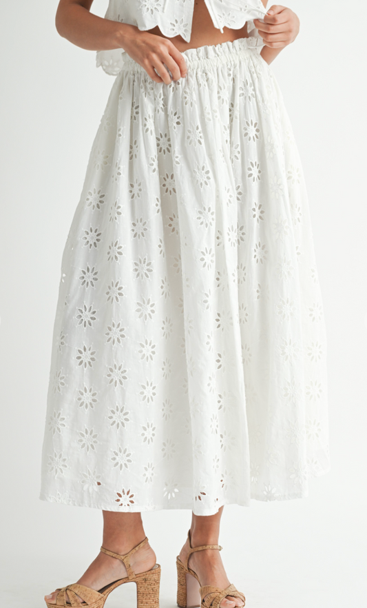 Millie Eyelet Midi Skirt