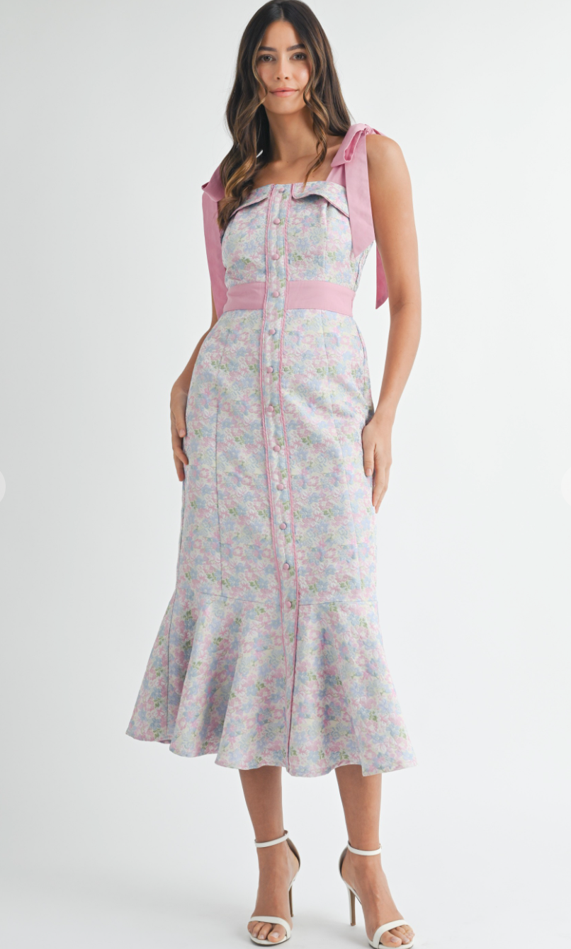Savannah Tied Shoulder Midi Dress