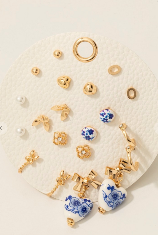 Ceramic Floral Stud Set