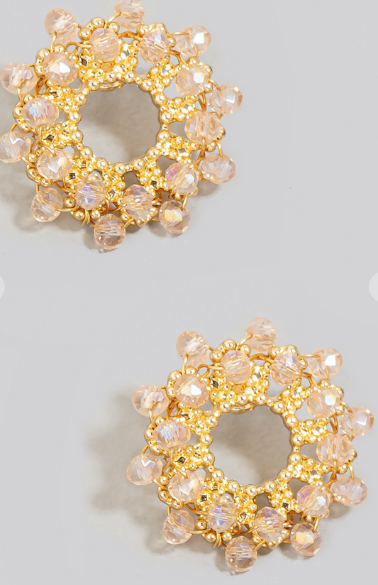 Cluster Glass Studs Taupe