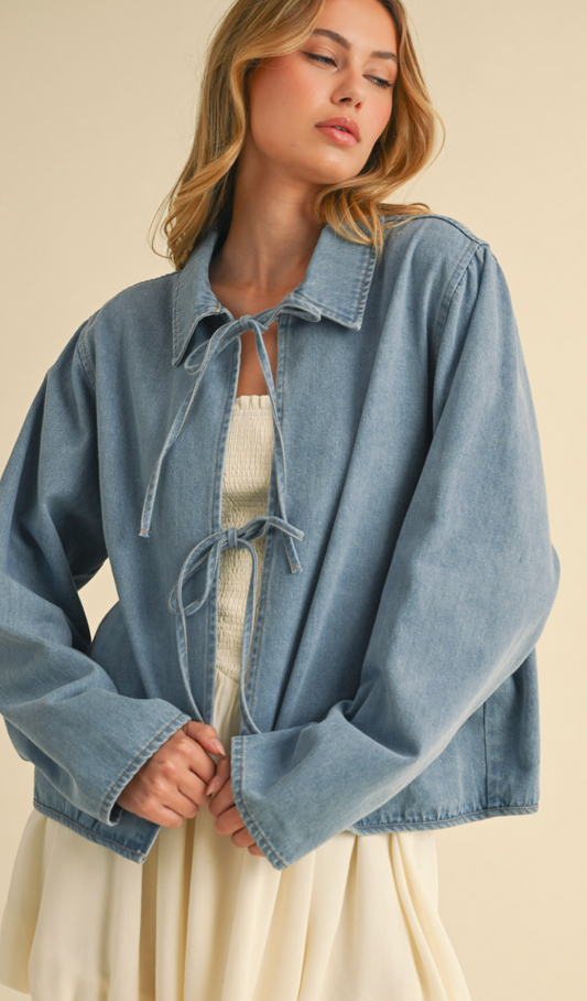 Denim Front Tie Jacket