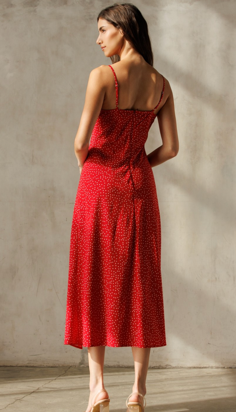 Red Polka Dot Midi Dress