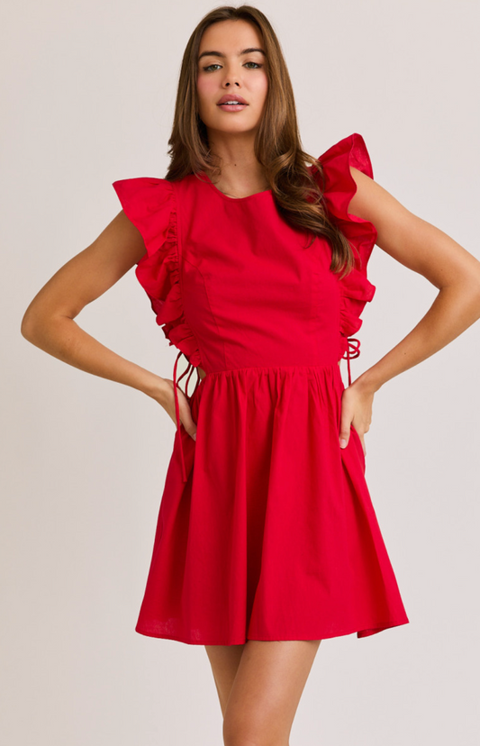 Camille Red Ruffle Dress