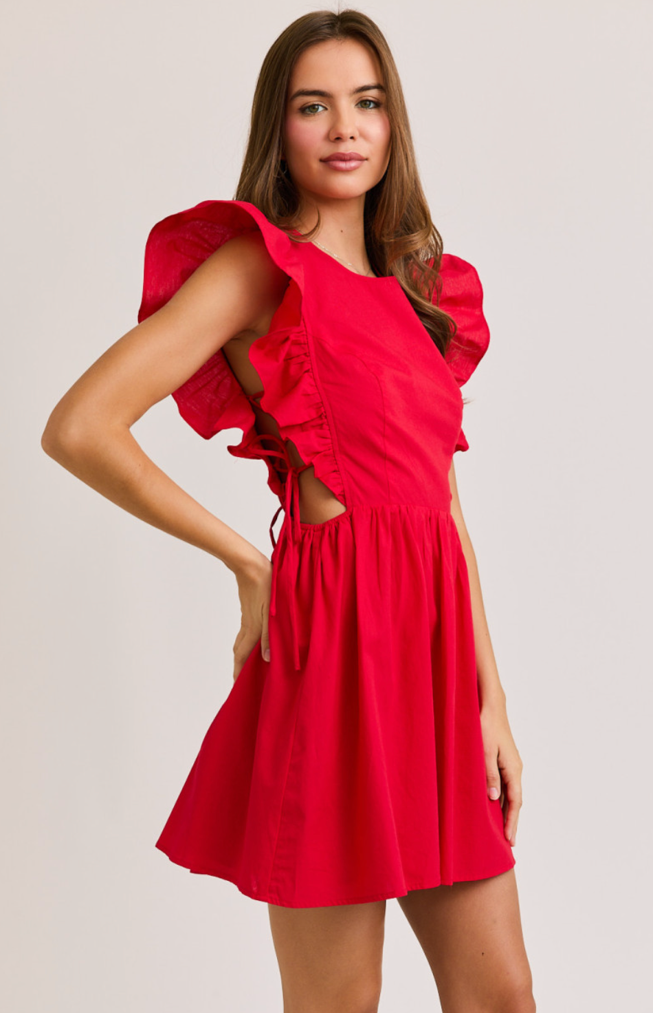 Camille Red Ruffle Dress