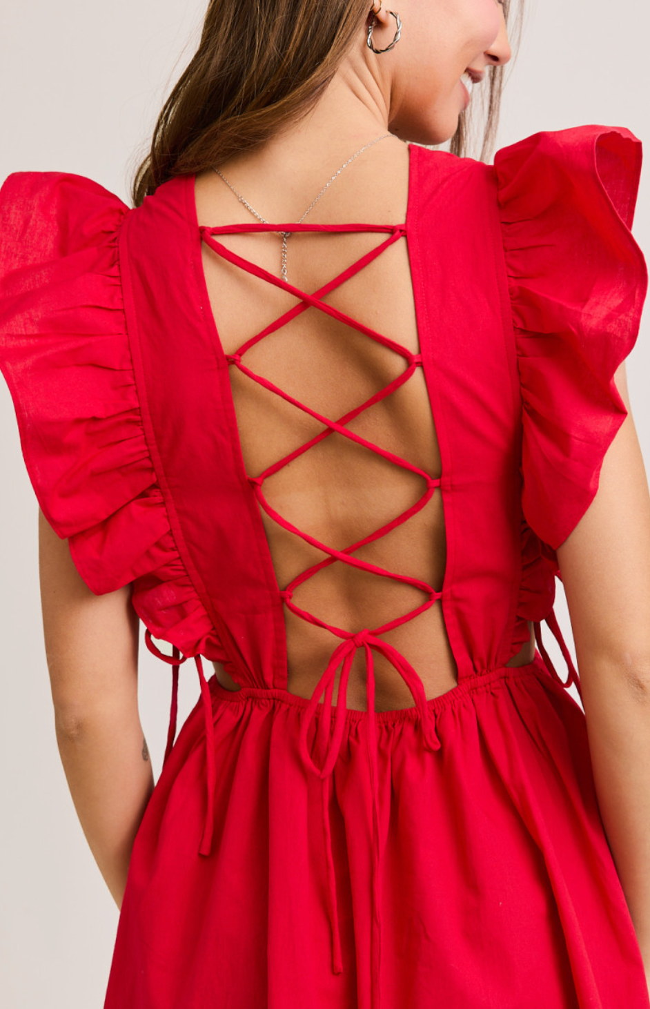 Camille Red Ruffle Dress