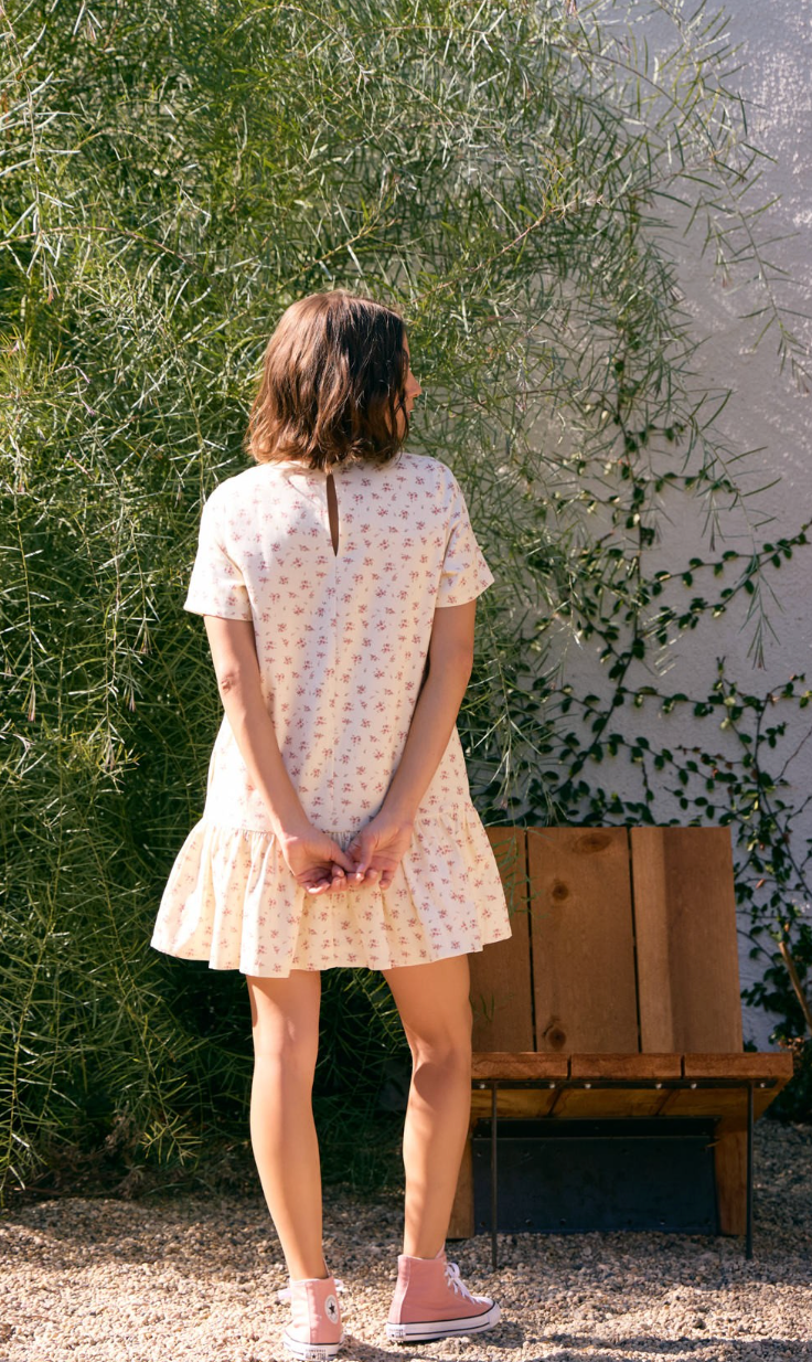 Dainty Floral Drop Hem Dress