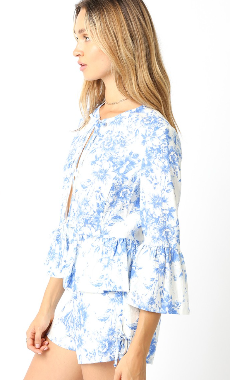Alice Blue Floral Ties Blouse
