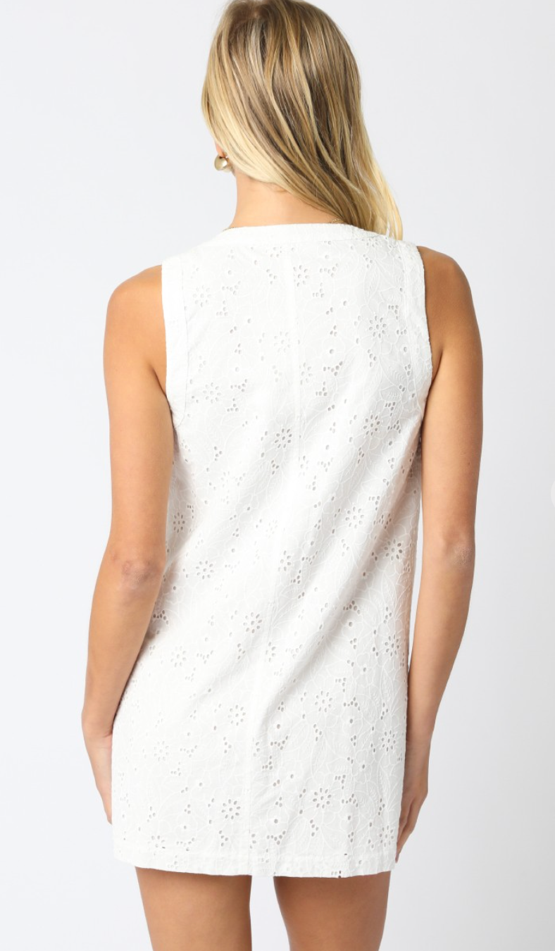 Eyelet Gold Buttons Dress
