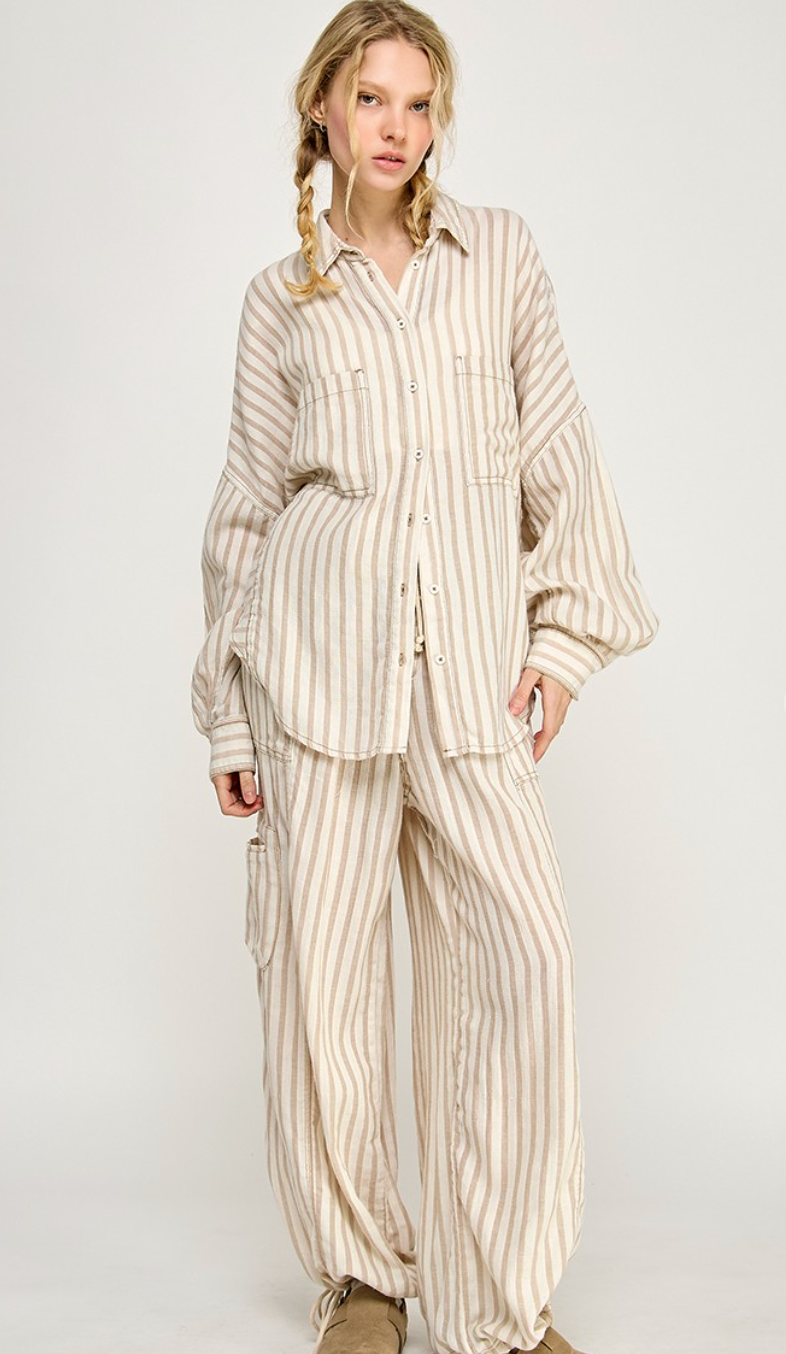 Sand Stripe Drawstring Pants