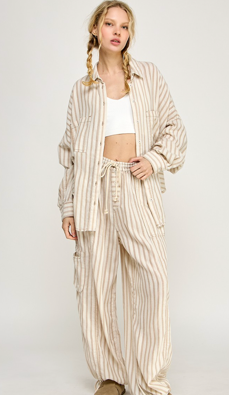 Sand Stripe Drawstring Pants