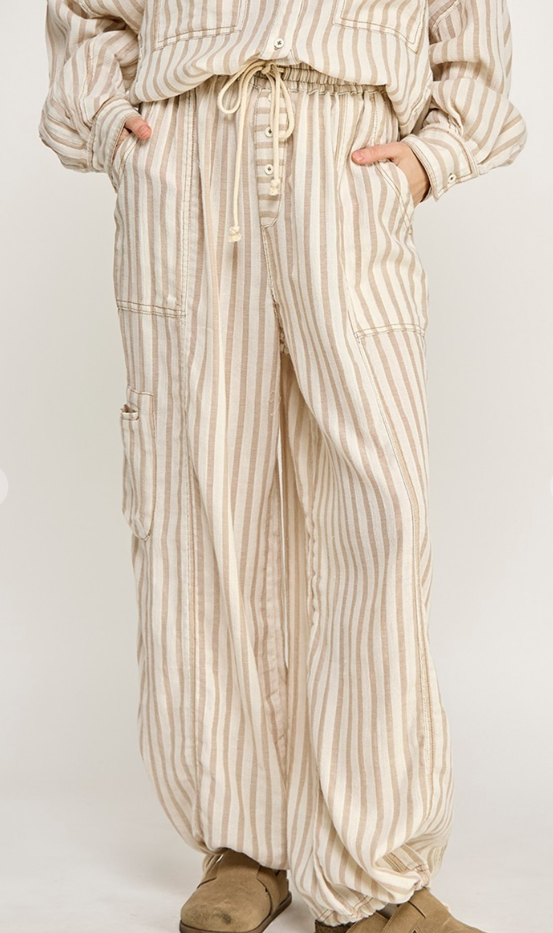 Sand Stripe Drawstring Pants