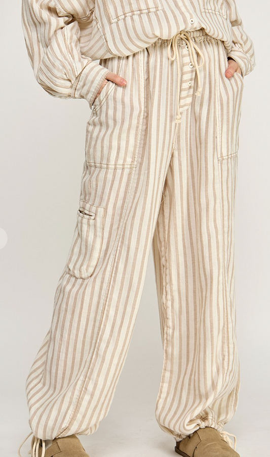 Sand Stripe Drawstring Pants