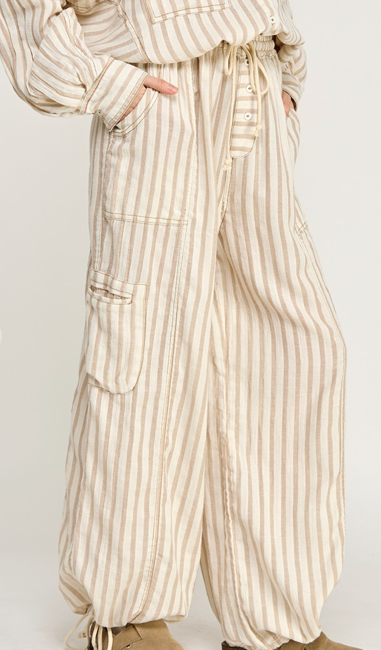 Sand Stripe Drawstring Pants