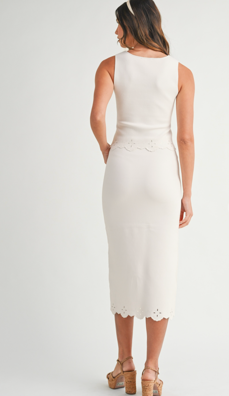Knit Square Neck Top & Skirt Set of 2