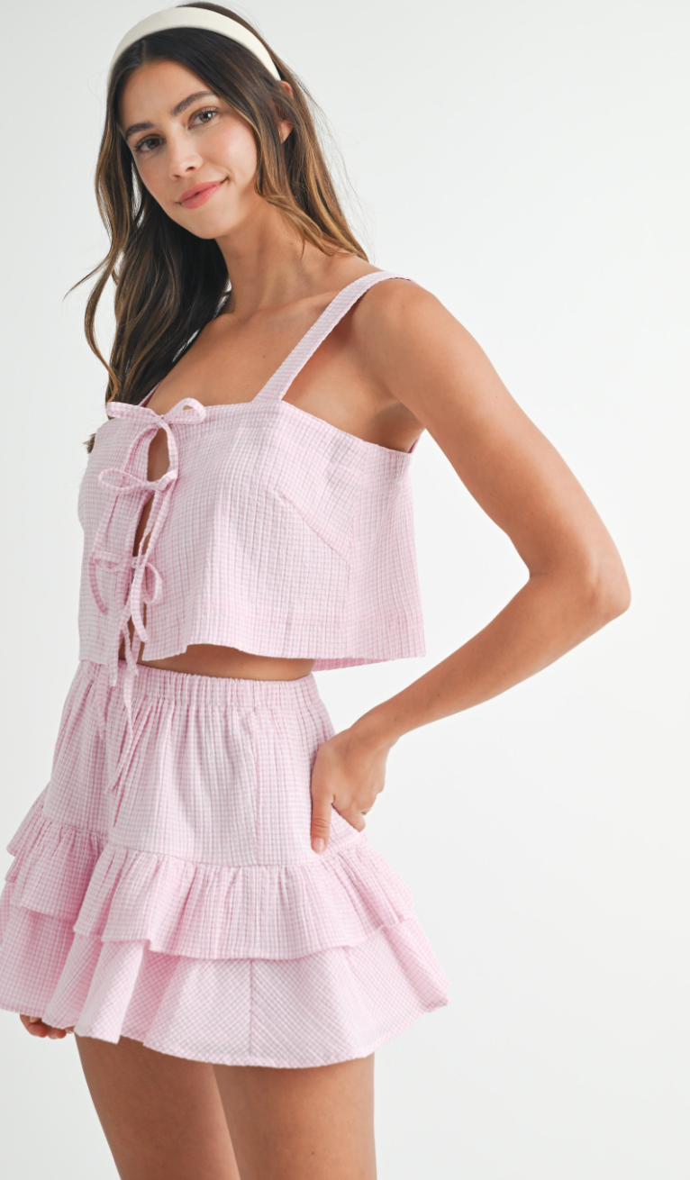 Bow Tie Bubble Skirt Set of 2 Pink
