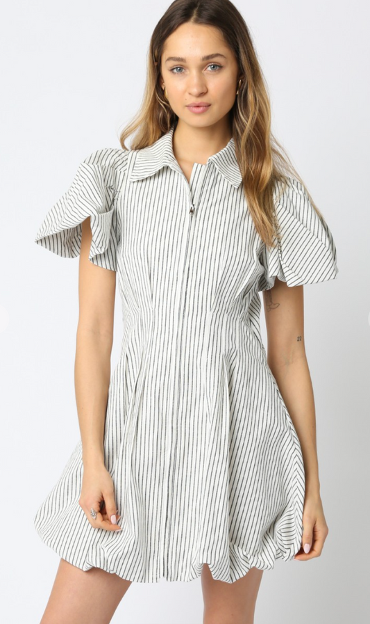 Brea Stripe Bubble Hem Dress