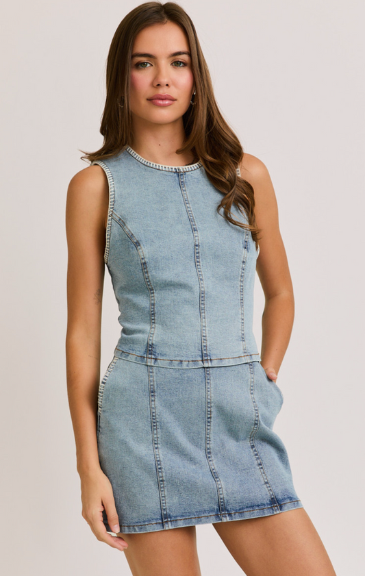 Kyle Denim Tank & Skirt Set of 2