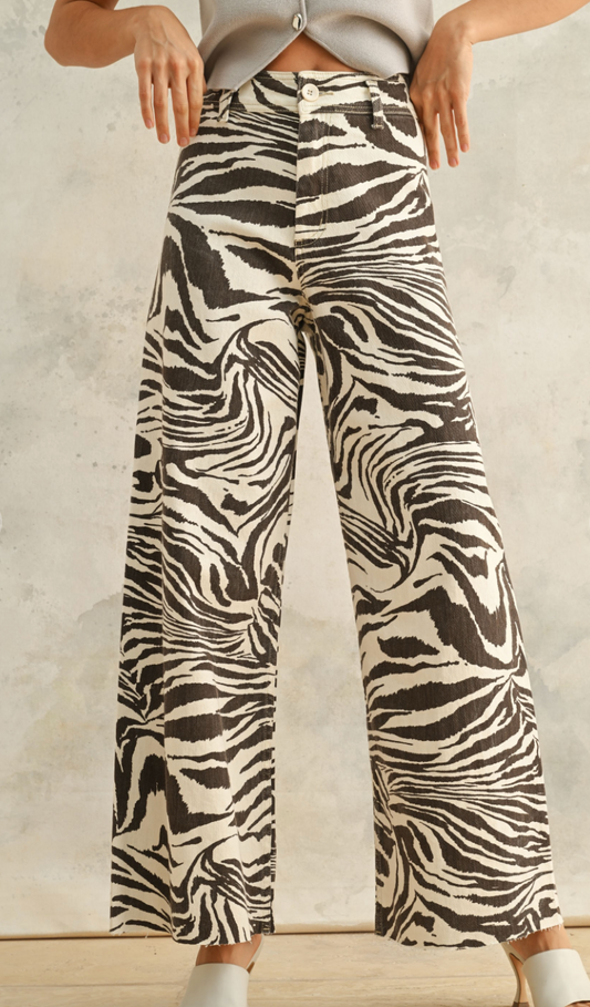 Brown Zebra Pattern Pants