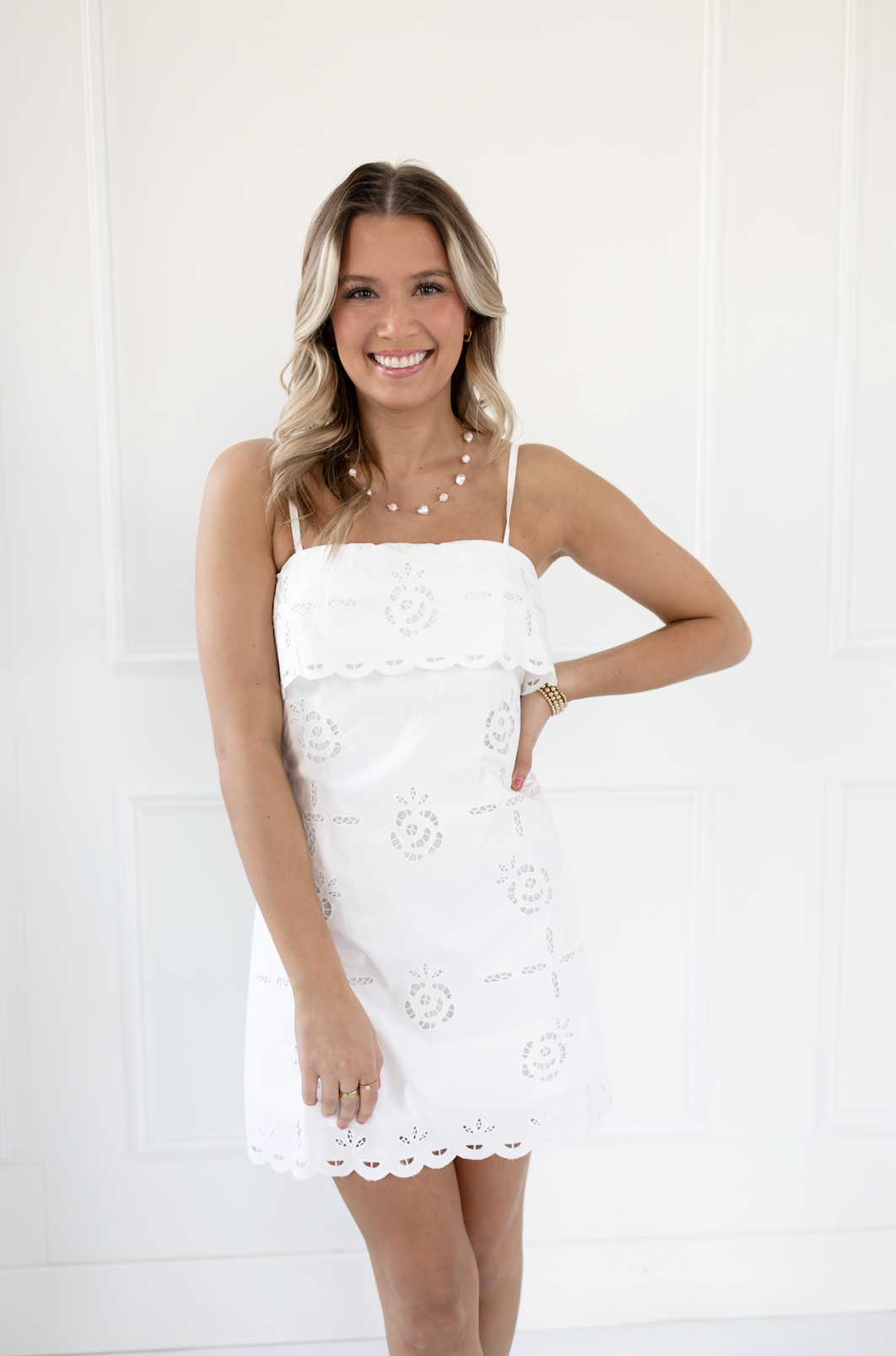 Celeine Embroidered White Dress