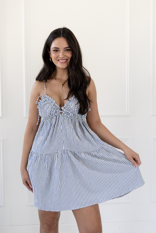 Stripe Ruffle Babydoll Dress