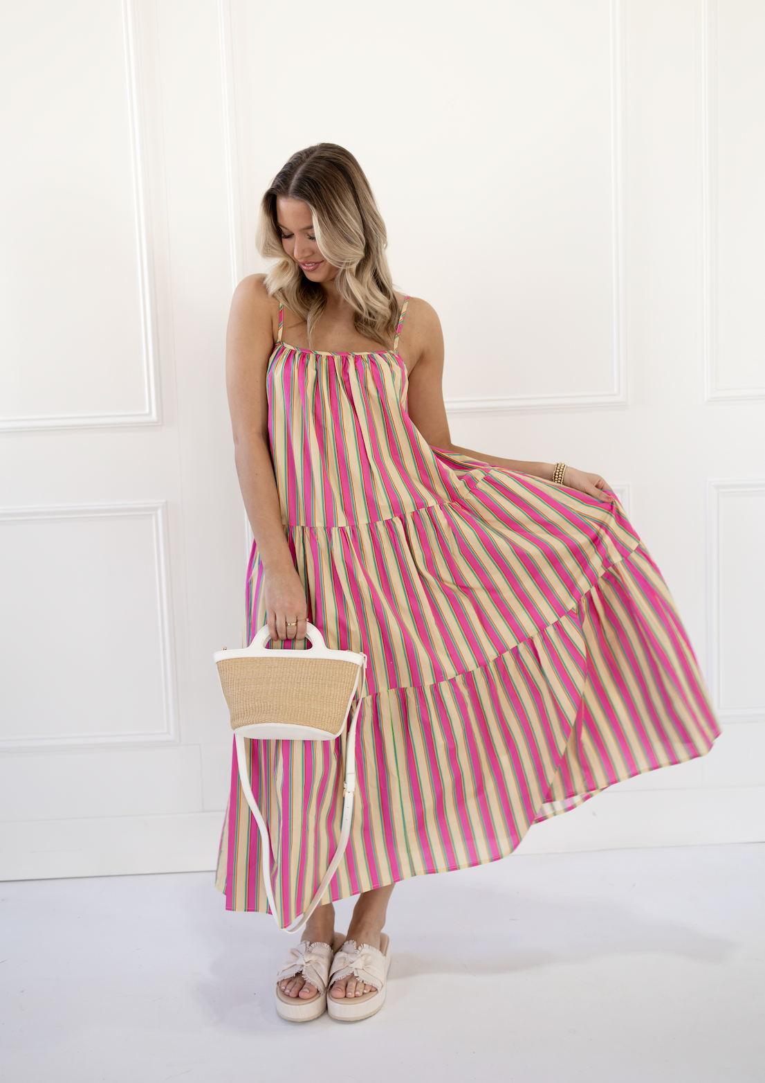 Stripe Flare Maxi Dress
