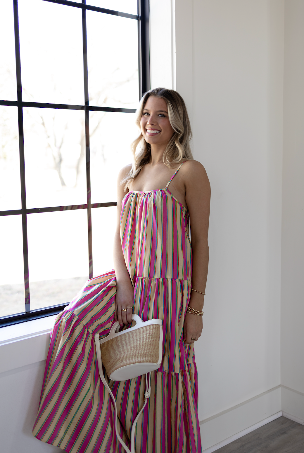 Stripe Flare Maxi Dress