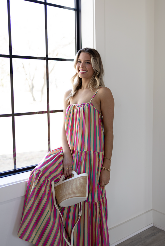 Stripe Flare Maxi Dress