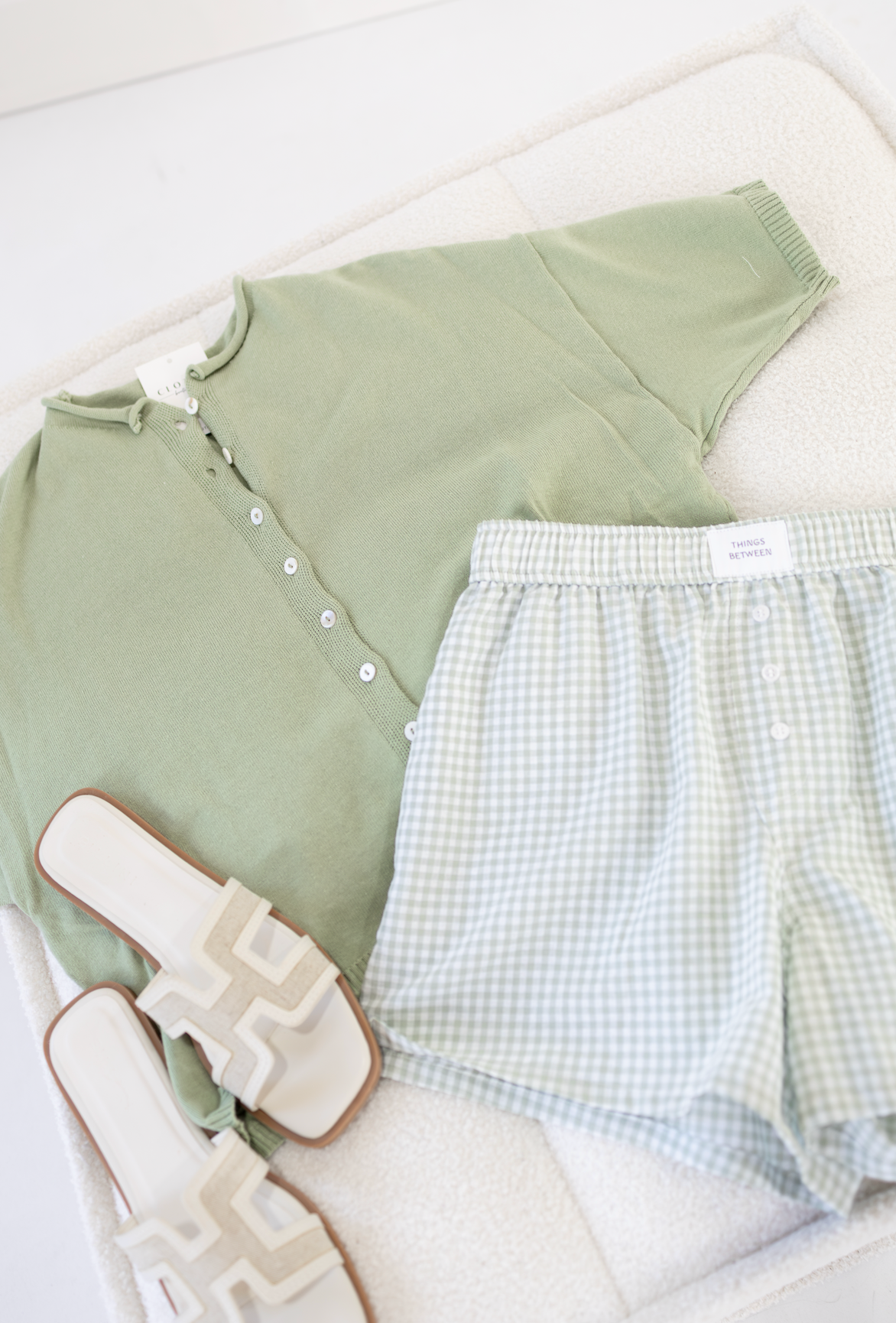 Ivory/Green Boxer Shorts