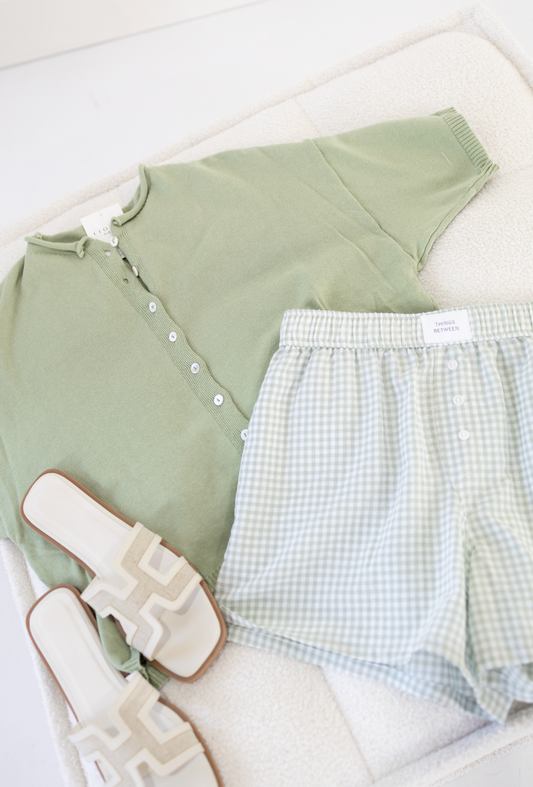 Ivory/Green Boxer Shorts