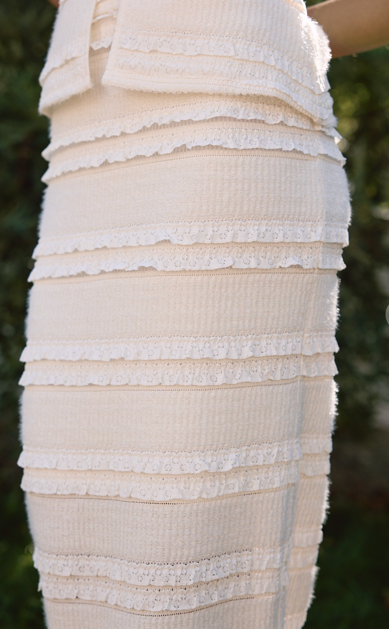Lace Ruffle Midi Skirt