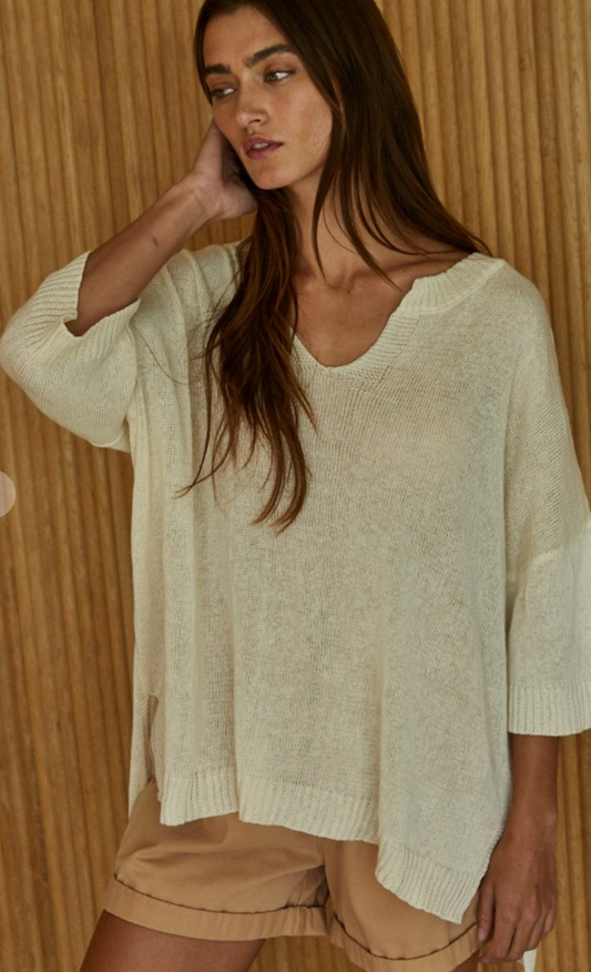 V-neck Lightweight Knit Top