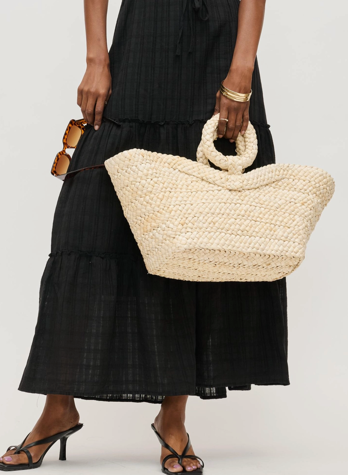 Edith Ring Handle Rattan Purse
