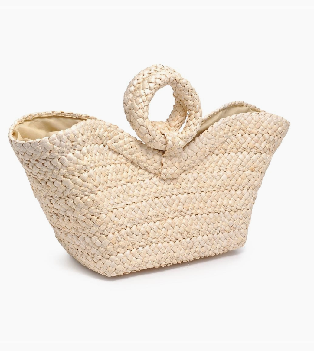 Edith Ring Handle Rattan Purse