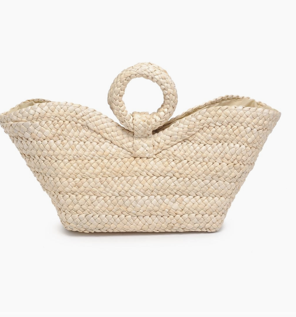 Edith Ring Handle Rattan Purse