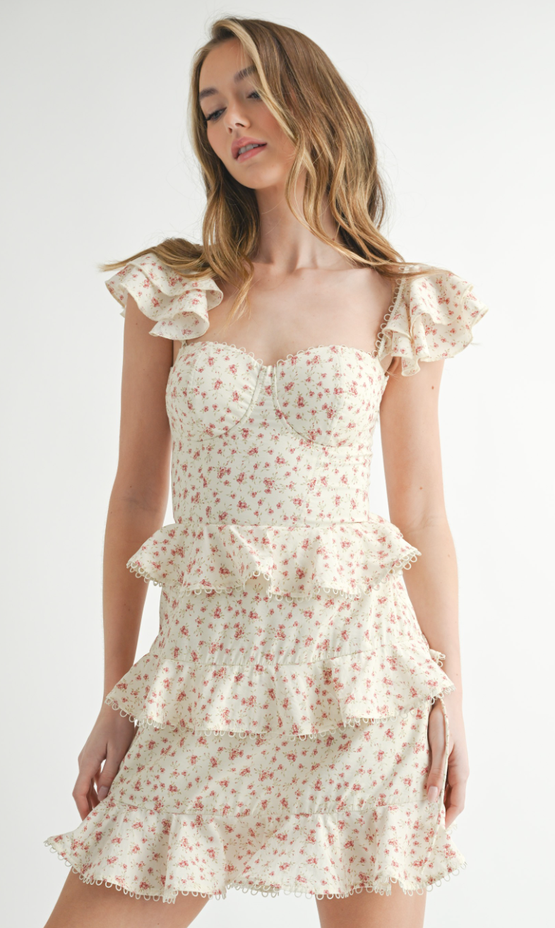 Floral Corset Ruffle Dress