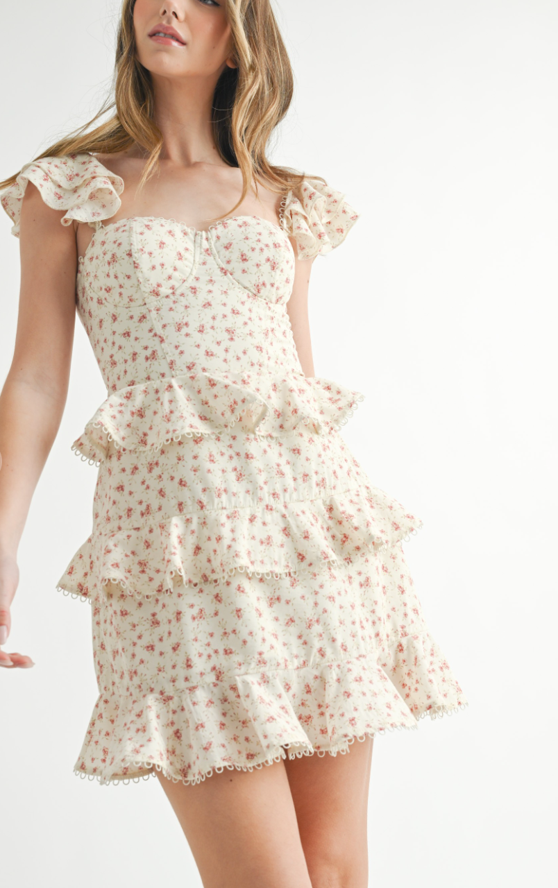 Floral Corset Ruffle Dress