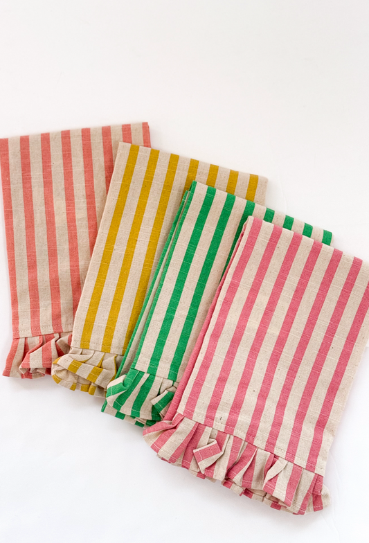 Stripe Tea Towel - Coral