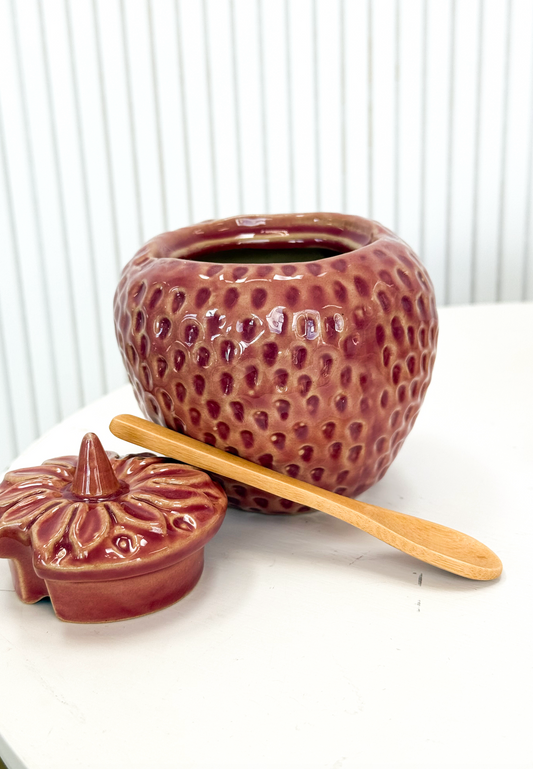 Strawberry Sugar Jar w/ Spoon