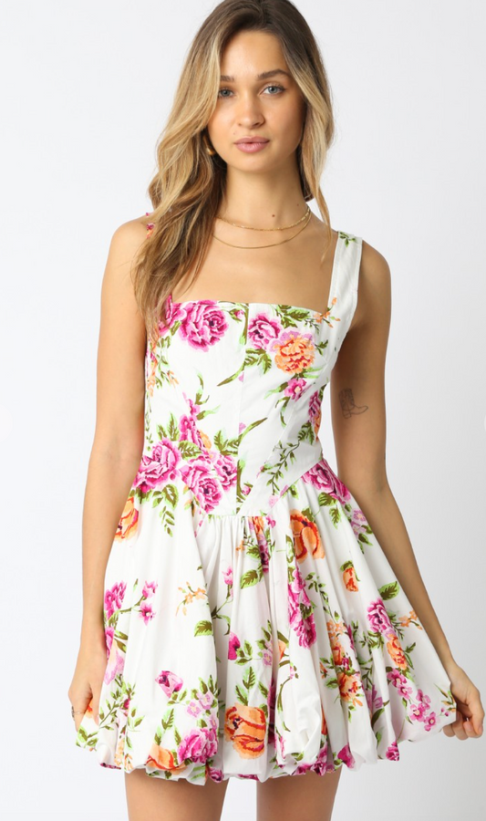 Leah Floral Bubble Hem Dress