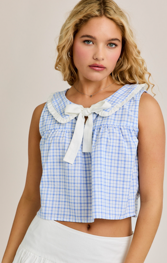Light Blue Plaid Top