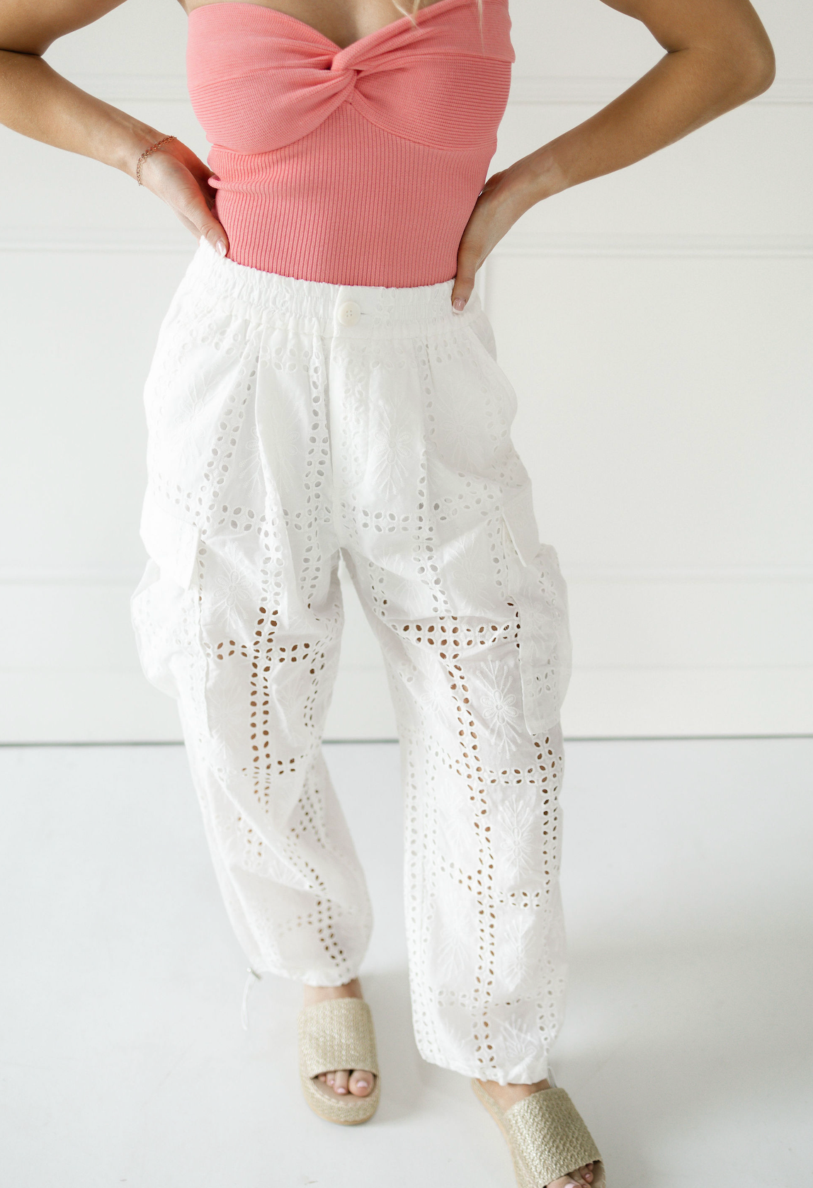 White Eyelet Trousers